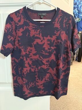 NWT Ann Taylor, short sleeve sweater, tee in navy and maroon